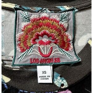 Johnny Was Kashim Relaxed Floral Short Sleeve‎ Top Floral Tee Black Shirt XS